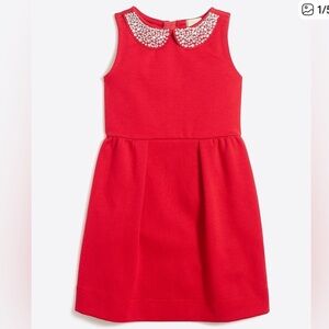 Crewcuts Red Formal Kids Dress with Embellished Collar